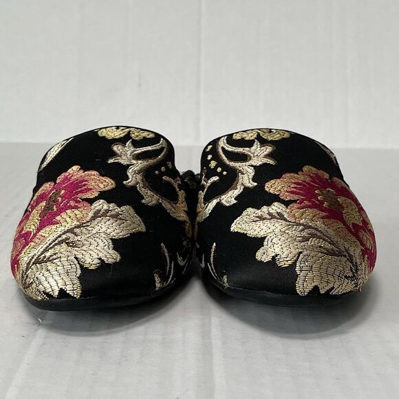 Birdies Phoebe Embroidered Floral Jacquard Slipper Mules Flats in Black Size 8.5 - Picture 5 of 15
